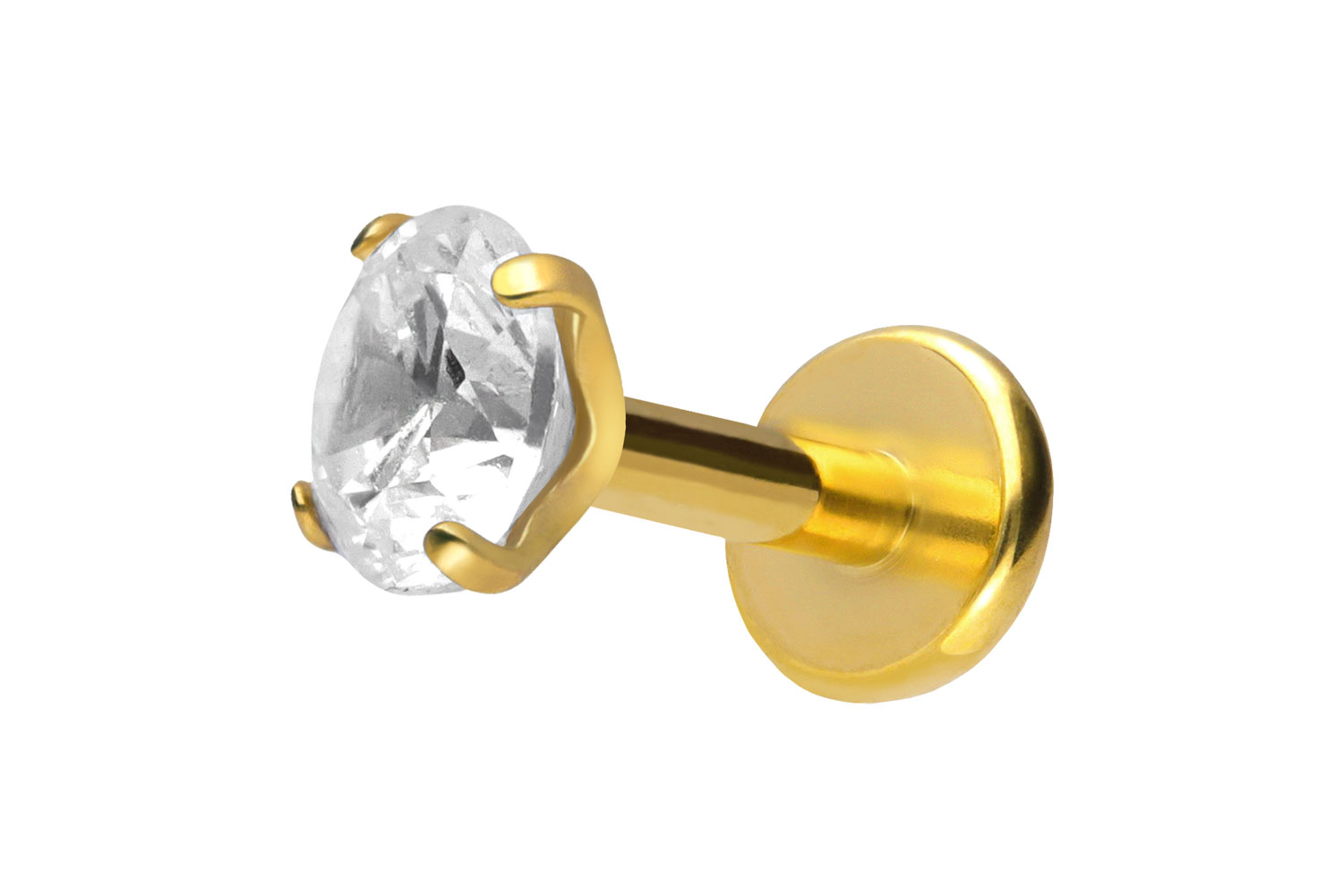Titan Labret Piercing mit Push Fit EINGEFASSTER KRISTALL